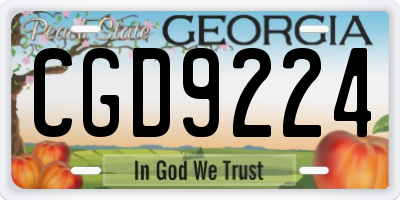 GA license plate CGD9224