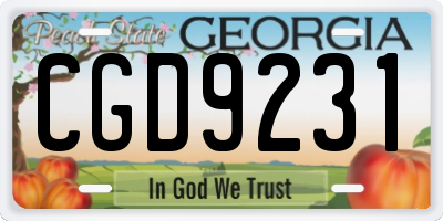 GA license plate CGD9231