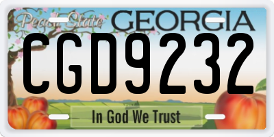 GA license plate CGD9232