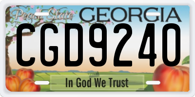 GA license plate CGD9240