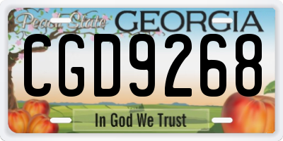 GA license plate CGD9268