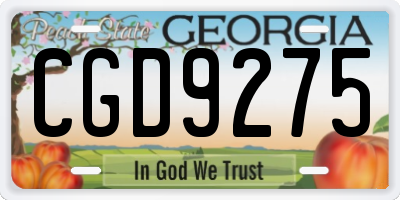 GA license plate CGD9275