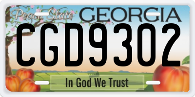 GA license plate CGD9302