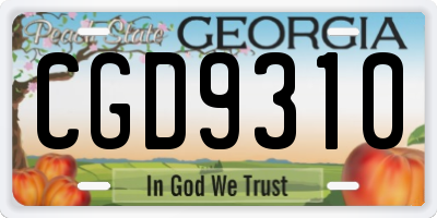 GA license plate CGD9310