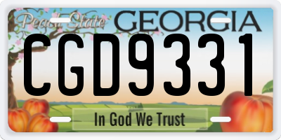 GA license plate CGD9331