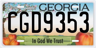 GA license plate CGD9353