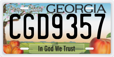 GA license plate CGD9357