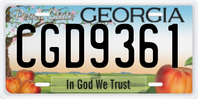 GA license plate CGD9361