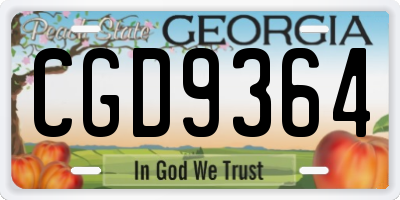 GA license plate CGD9364