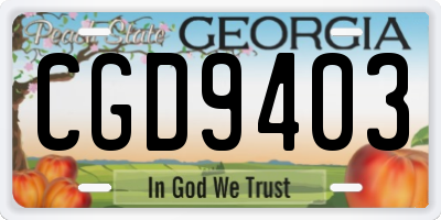 GA license plate CGD9403
