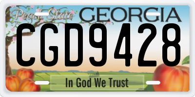 GA license plate CGD9428