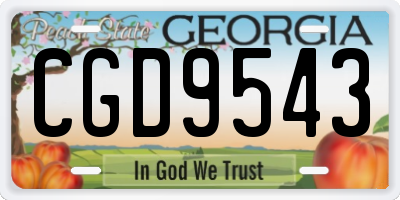 GA license plate CGD9543