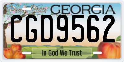 GA license plate CGD9562