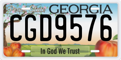 GA license plate CGD9576