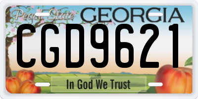 GA license plate CGD9621
