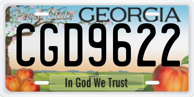 GA license plate CGD9622