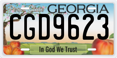 GA license plate CGD9623