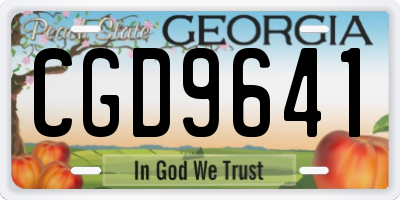 GA license plate CGD9641