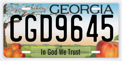GA license plate CGD9645
