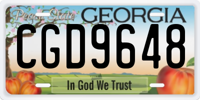 GA license plate CGD9648