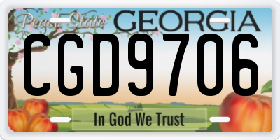 GA license plate CGD9706