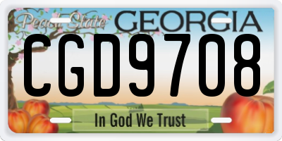 GA license plate CGD9708