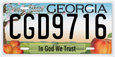 GA license plate CGD9716