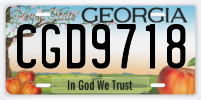 GA license plate CGD9718