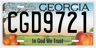GA license plate CGD9721