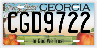 GA license plate CGD9722