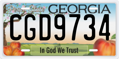 GA license plate CGD9734