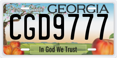 GA license plate CGD9777