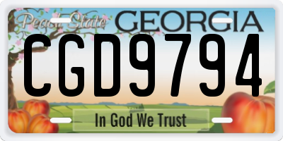 GA license plate CGD9794