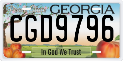 GA license plate CGD9796