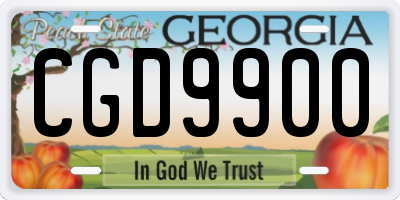 GA license plate CGD9900