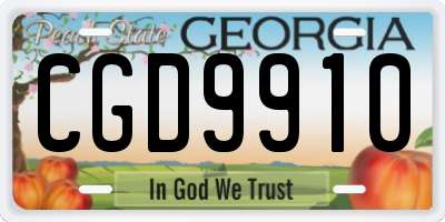 GA license plate CGD9910