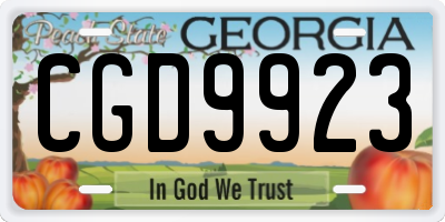 GA license plate CGD9923