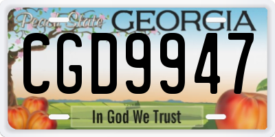 GA license plate CGD9947