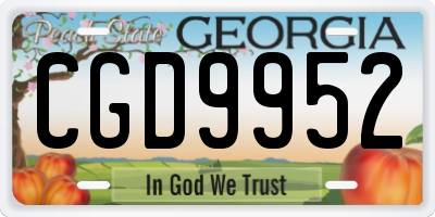 GA license plate CGD9952