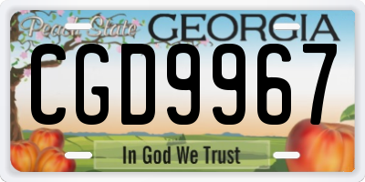 GA license plate CGD9967
