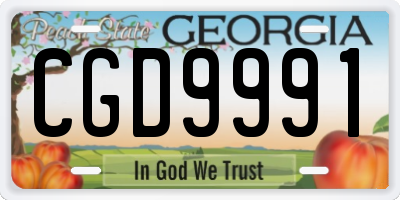 GA license plate CGD9991