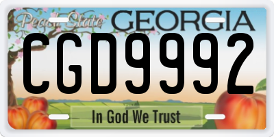 GA license plate CGD9992