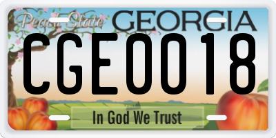 GA license plate CGE0018