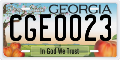 GA license plate CGE0023