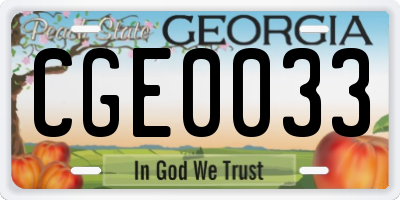 GA license plate CGE0033