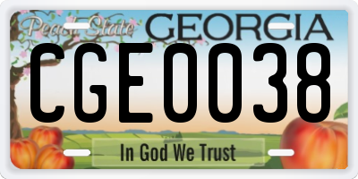 GA license plate CGE0038
