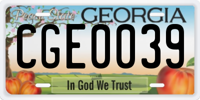 GA license plate CGE0039