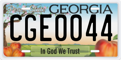 GA license plate CGE0044