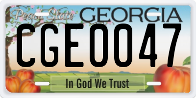 GA license plate CGE0047