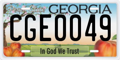GA license plate CGE0049